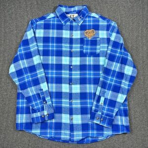 Cakeworthy Shirt Mens 3XL Blue Plaid E.T. Phone Home Universal Flannel Button Up
